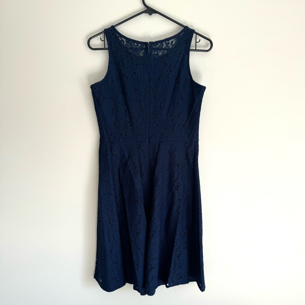 Navy Nine West Fit & Flare Dress